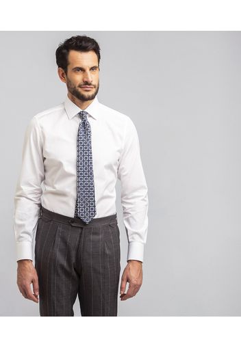 Camicia da uomo su misura, Canclini, Cotone Tencel Bianco, Quattro Stagioni | Lanieri