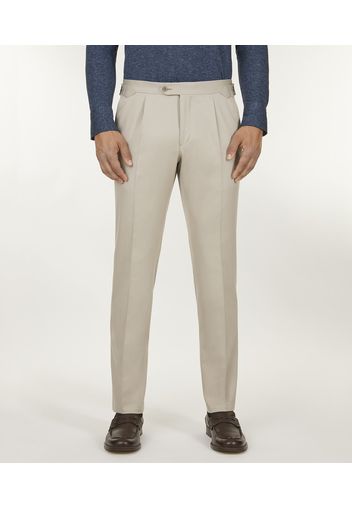 Chino da uomo su misura, Solbiati, Cotone Cashmere Beige Scuro, Quattro Stagioni | Lanieri