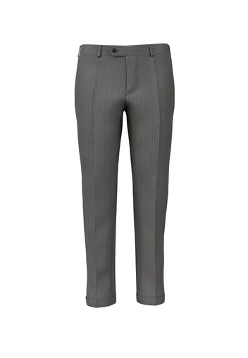 Pantaloni da uomo su misura, Vitale Barberis Canonico, Grigio scuro in Twill di Lana Gessato, Quattro Stagioni | Lanieri