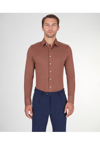 Camicia da uomo su misura, Maglificio Maggia, Marrone in Piquet di Cotone, Quattro Stagioni | Lanieri