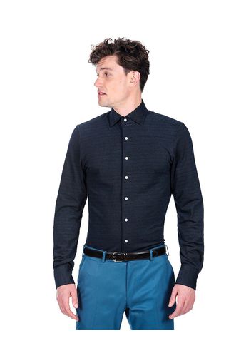 Camicia da uomo su misura, Maglificio Maggia, Blu in Piquet di Cotone, Quattro Stagioni | Lanieri