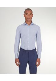 Camicia da uomo su misura, Alfatex, Blu in Pin Point di Cotone, Quattro Stagioni | Lanieri