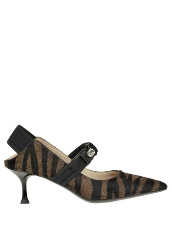 Decolletè slingback in cavallino animalier