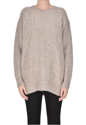 Pullover oversize in maglia a trecce