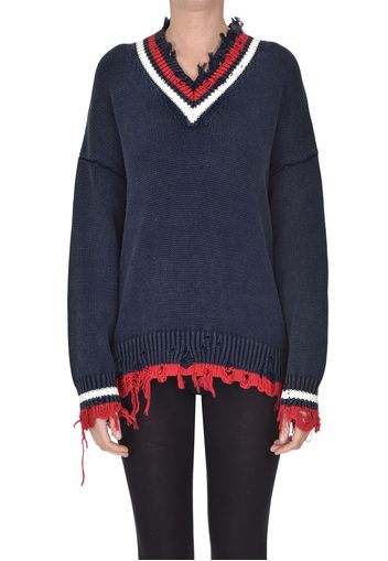 Pullover stile college effetto used