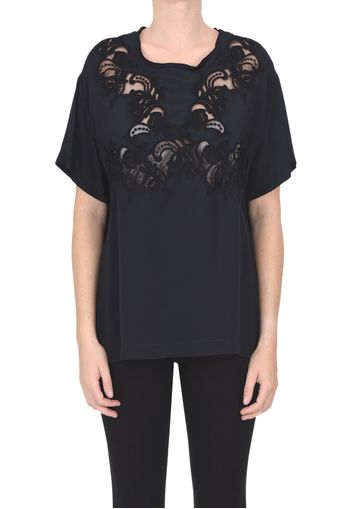 Blusa in crepè con pizzo