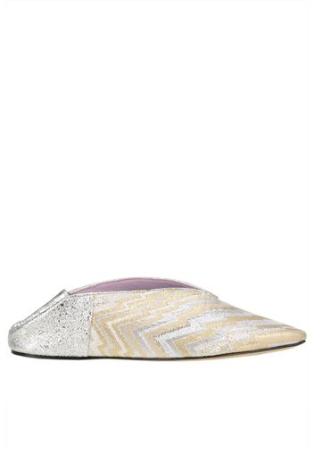 Slippers in tessuto jacquard e pelle