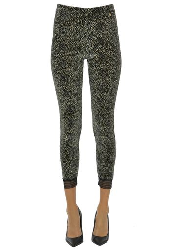 Pantaloni leggings in velluto animalier