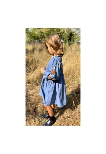 Embroidered Chambray Dress