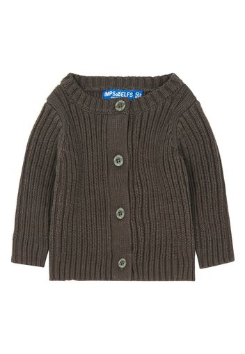 Cardigan a coste in cotone bio