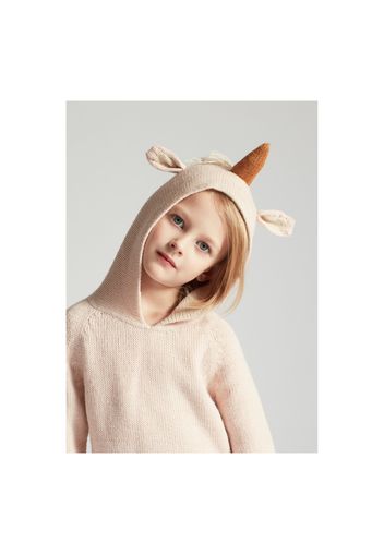 Burnus con cappuccio unicorno da bambino in lana d'alpaca