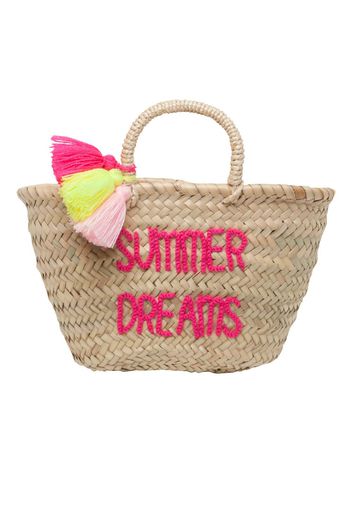 Borsa cesto Pompons ricamato Summer Dreams