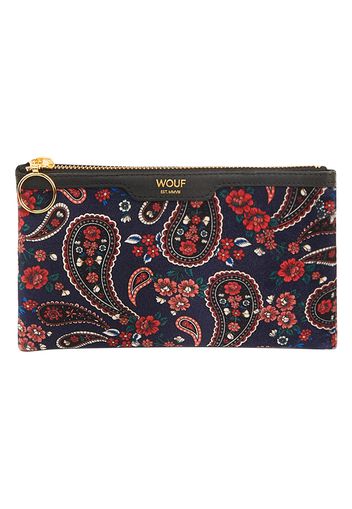 Pochette in velluto blu Paisley