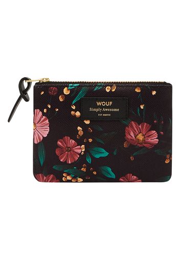 Pochette in tela nera Fiori