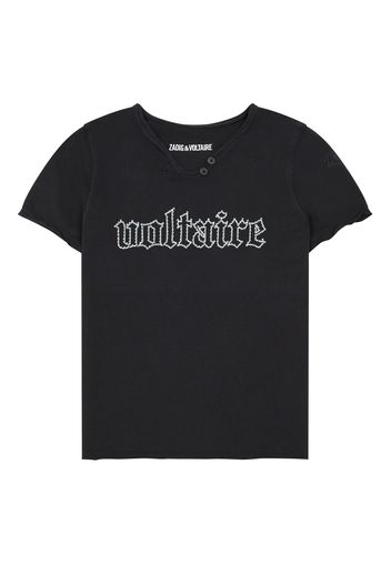 T-shirt Voltaire con scollo alla tunisina