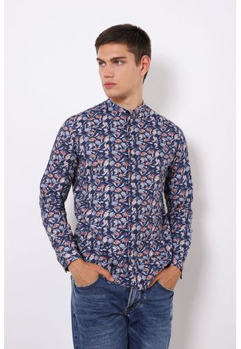 Camicia con fantasia floreale e colletto alla coreana