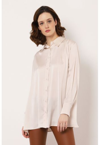 Camicia oversize fluida effetto raso