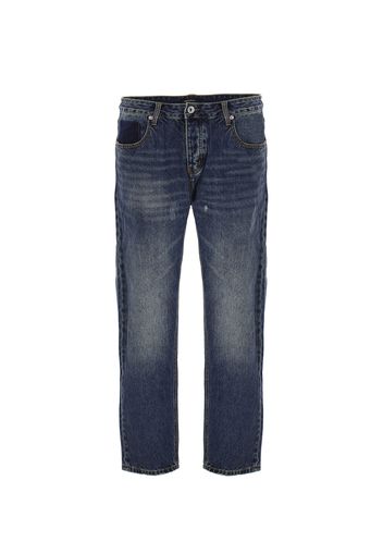 Jeans straight in denim effetto délavé