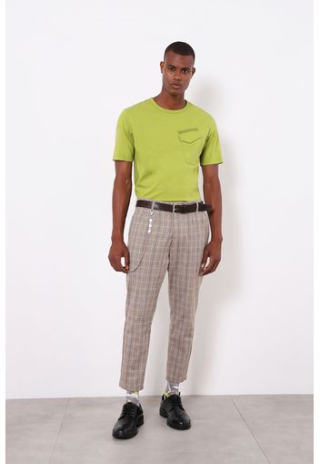 Pantaloni check con dettaglio catena