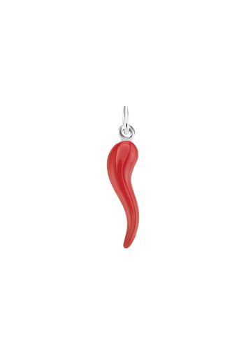 Ciondolo cornetto piccolo in argento 925 rodiato e smaltato rosso per Unisex