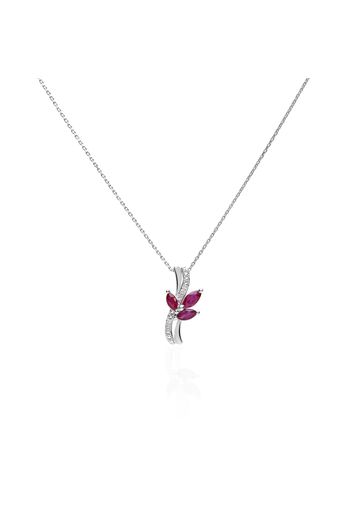 Collana in oro bianco con rubini 0,42 ct e diamanti 0,006 ct per Donna