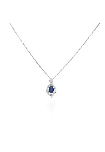 Collana in oro bianco con zaffiro 0,45 ct e diamanti 0,006 ct per Donna