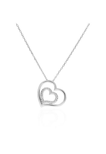 Collana in oro bianco e diamanti 0,010 ct con ciondolo Cuore per Donna