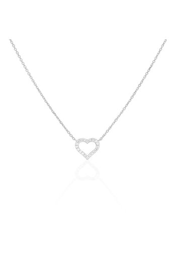 Collana in oro bianco e diamanti 0,054 ct con ciondolo Cuore per Donna