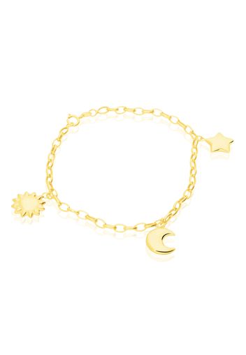 Bracciale in oro giallo con charm a forma di stella, luna e sole per Donna