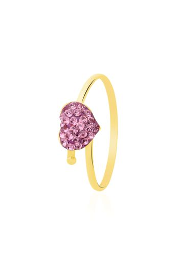 Anello cuore in oro giallo e strass rosa per Bimbi