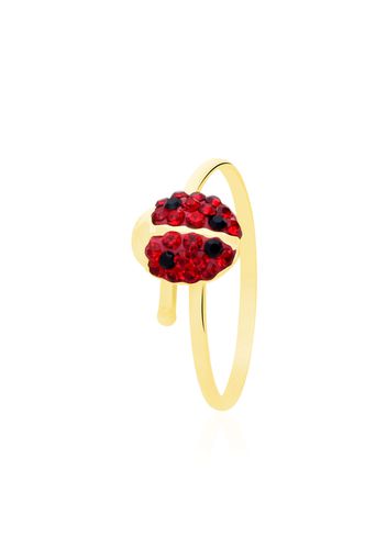 Anello coccinella in oro giallo e strass rosso per Bimbi