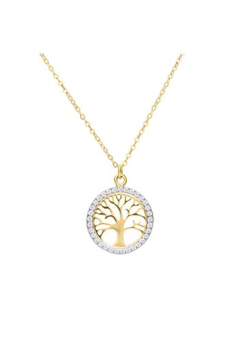 Collana in oro giallo con pendente forma albero della vita e zirconi per Donna