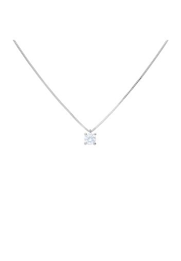 Collana punto luce in oro bianco con zircone 4x4 mm per Donna