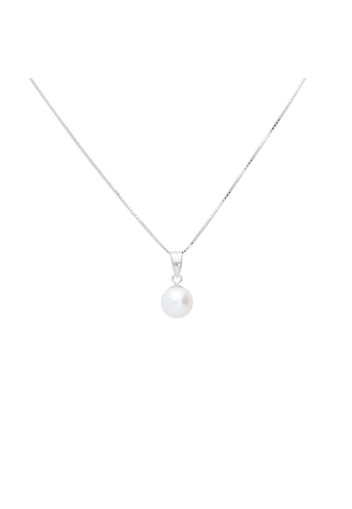 Collana in oro bianco con pendente perla d'acqua dolce AA 6,5x7 mm per Donna