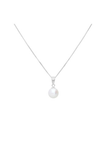 Collana in oro bianco con pendente perla d'acqua dolce AA 7x7,5 mm per Donna