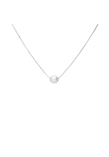 Collana in oro bianco con perla d'acqua dolce AA passante 6x6,5 mm per Donna