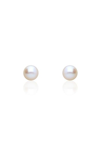 Orecchini a lobo in oro bianco con perla d'acqua dolce AA 3,5x4 mm per Donna