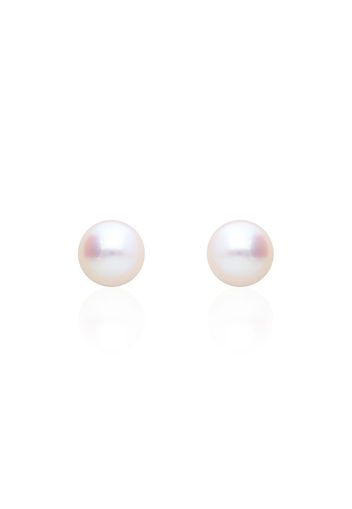 Orecchini a lobo in oro bianco con perla d'acqua dolce AA 4,5x5 mm per Donna