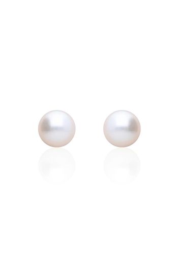 Orecchini a lobo in oro bianco con perla d'acqua dolce AA 5x5,5 mm per Donna