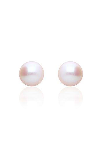 Orecchini a lobo in oro bianco con perla d'acqua dolce AA 8x8,5 mm per Donna