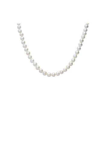 Collana perle acqua dolce AA bianche 6x6,5 mm con chiusura in oro bianco per Donna