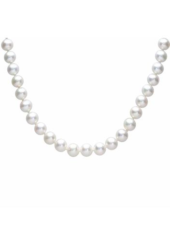 Collana perle d'acqua dolce AA bianche 8x8,5 mm con chiusura in oro bianco per Donna