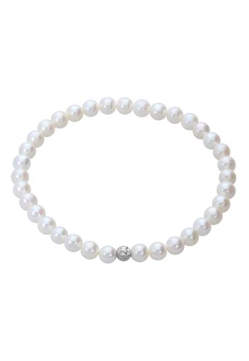 Bracciale perle d'acqua dolce AA bianche 4x4,5 mm e 1 boule in oro bianco per Donna