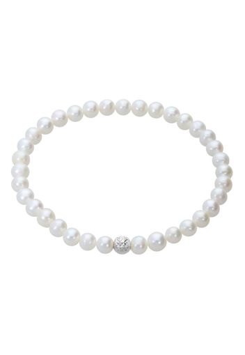 Bracciale perle d'acqua dolce AA bianche 5x5, mm e 1 boule in oro bianco per Donna