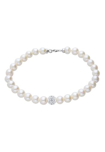 Bracciale perle acqua dolce AA bianche 6,5 mm con boule e chiusura in oro bianco per Donna