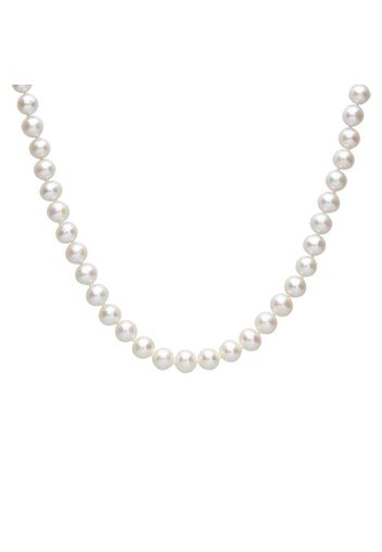 Collana perle d'acqua dolce AA bianche 6x6,5 mm con chiusura in oro bianco per Donna