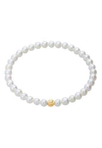 Bracciale perle d'acqua dolce AA bianche 5x5,5 mm e 1 boule in oro giallo per Donna