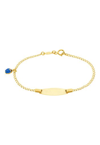 Bracciale bimbo in oro giallo con targhetta e coccinella blu per Bimbi