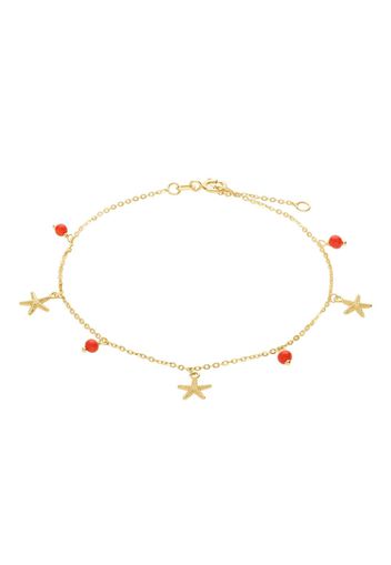 Bracciale in oro giallo con stelle marine e boules pasta di corallo per Donna