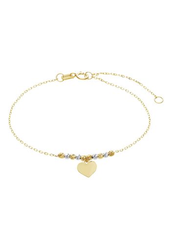 Bracciale in oro giallo con ciondolo cuore e boules bicolore per Donna